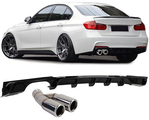 Heckdiffusor Glanz + Endrohr Doppelrohr Chrom passt für BMW F30 F31 316 318 320