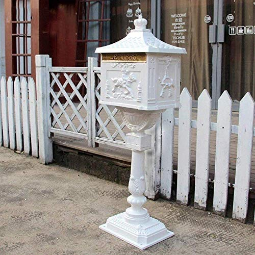 Letter Box Retro Creative Magazine Box Outdoor Decoration Cast Aluminum Does Not Rust Postbox Inbox Floor Standing Letter Box Collection Box Security Mailbox (Color : Black)