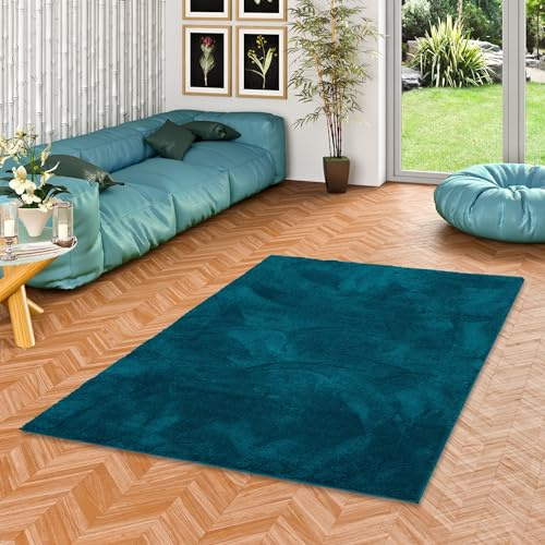 Pergamon Luxus Super Soft Hochflor Langflor Teppich Flauschig Weich Wohnzimmer Schlafzimmer Silky Petrol