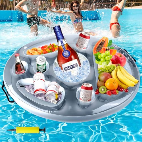 Amzeeniu Pool Getränkehalter, Aufblasbarer Getränkehalter 8 Löcher,Große Aufblasbarer Getränkehalter 70x50 cm Aufblasbarer GetränkehalterSchwimmender für Sommer Schwimmbad Party Pool