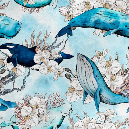 HEKO PANELS Samt Stoff Meterware Dekostoff Bedruckt Möbelstoff Polsterstoff Samtstoff Velvet Polyester Stoffe Zum Nähen Wasserabweisend Royal Wale 140 x 100 cm RDX382