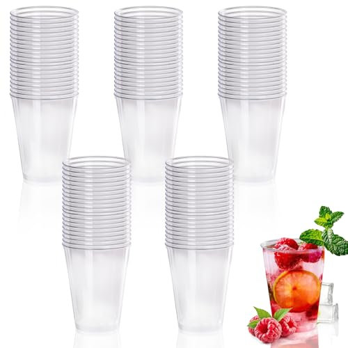 Gucass 100 Vasos de Plástico Duro Reutilizables, 0,2 L/200 ml, para Fiestas, Cócteles, Champán, Cerveza, Bebidas, Cumpleaños, Bodas