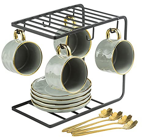 Taza De Té De Porcelana Vintage Británica, Tazas De Café De Cerámica, Juego De Té Creativo Con Taza De Café Con Soporte De Exhibición, Tazas De Capuchino, Latte Y Moca, Taza De Té Para Fiesta