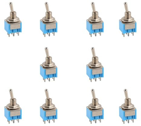 HeyNana 10 interruttori a levetta 6 pin 3 posizioni ON-OFF-ON DPDT interruttore di blocco per una gamma di applicazioni di montaggio a pannello. MTS-203