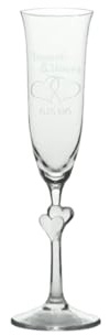 Der-Porzellan-Laden Sektglas mit Gravur, 175 ml, weiße Herzen, Champagner Glas personalisiert mit Namen und Datum, spülmaschinenfest