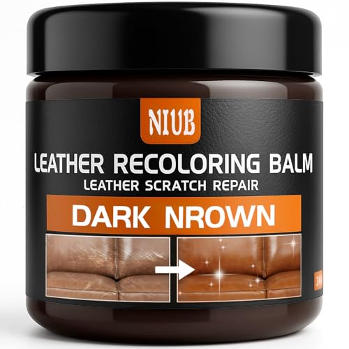 NIUB Leder Reparatur Set, Lederfarbe Autositze, Lederreparatur Creme, Auto Leder Reparatur Set, Leder Auffrischen, Färben, Flüssigleder & Lederfarbe Dunkelbraun