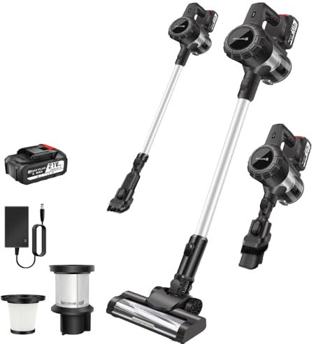 550W 45KPA Cordless Stick Vacuum Cleaner 6 IN 1 Cordless Upright Lightweight Handheld Bagless Vacuum Cleaner with 3.0Ah Batteries, LED Display, Self-Standing Vacuum for Home/Pet Hair/Carpets/Floors