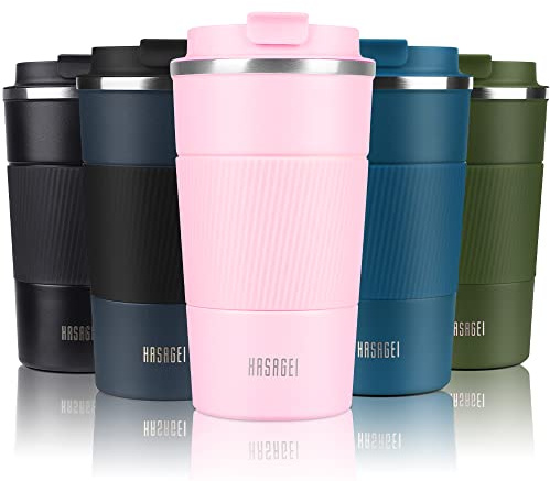 HASAGEI Travel Mug, Insulated Coffee Cup with Leakproof Lid - Vacuum Insulation Stainless Steel for Hot and Cold Water Coffee and Tea 510ml/380ml (Pink, 510ml)