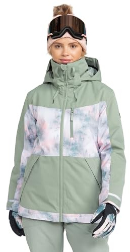 Roxy Women's Presence Parka Jacket – 15K Waterproof, Insulated Ski Jacket, PFAS-Free, Hydrosmart Technology, Sea Pine Mystery Fog, X-Small