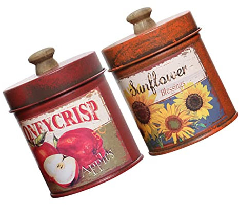 ABOOFAN 2st Vintage Aufbewahrung Mit Deckel Zuckerdose Teedose Mit Deckel Verzinkte Kanister Kaffeesatzbehälter Antike Dose Verzinkter Eimer Retro Für Lebensmittel Groß Eisen