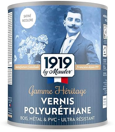 MAULER - Vernis Polyuréthane Bois, Métal, PVC - Satin Incolore 1L | Lavable - Résistance Extrême Technologie Haut Extrait Sec Résine Alkyde Uréthane - Manufacture Mauler depuis 1919