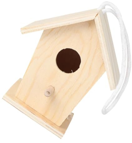 EXAOMBLE Holz Vogelhaus Zum Aufhängen Mit Naturseil Unbemalt Leicht Und Langlebig DIY Vogelhaus Bausatz Für Kleine Vögel Kreatives Kinderhandwerk Und Gartendekoration