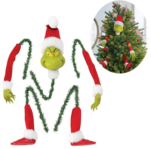 SYFUNLV Grinch Weihnachtsbaumschmuck 5Stück, Hängende Ornamente Elfenkopf Arm Bein, Weihnachtsdeko Anhänger für Zuhause Party Feiertage