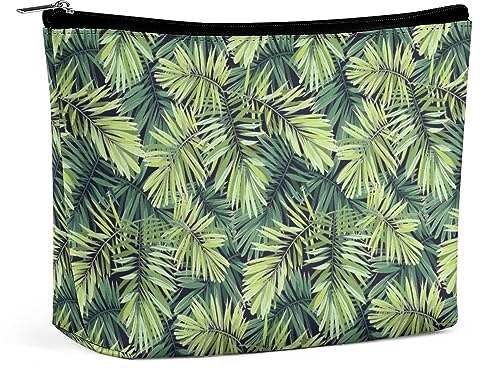 Cmagnifico Neceser portátil con cremallera para uso diario, viajes, Hojas de plantas tropicales, Talla única