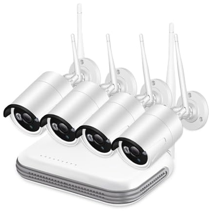 JOXLOVER CCTV Wireless 8CH Telecamera IP 3MP AI Face Detection Mini NVR CCTV Kit Visione Notturna A Infrarossi Video Sorveglianza per Esterni(None,8CH NVR with 8 Cams)