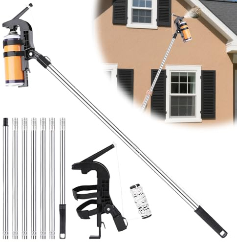 Sprühdosen Verlängerungsstangen Adapter, Einstellbarer Sprühdosenhalter mit 2.8m Teleskopstange, Sprühdosenverlängerung für Spraydosen Wespenspray Wespenschaum Sprühfarbe Fensterreinigung