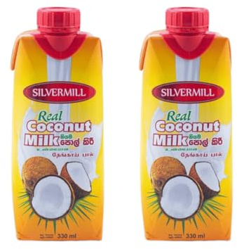 Silvermill Real Coconut Milk 17% 2X330ml – Fresh Thick Coconut Milk in Resealable Twist Cap Pack, UHT Treated for Hygiene & Freshness – Ideal for Cooking, Curries, Desserts, Smoothies & Baking
