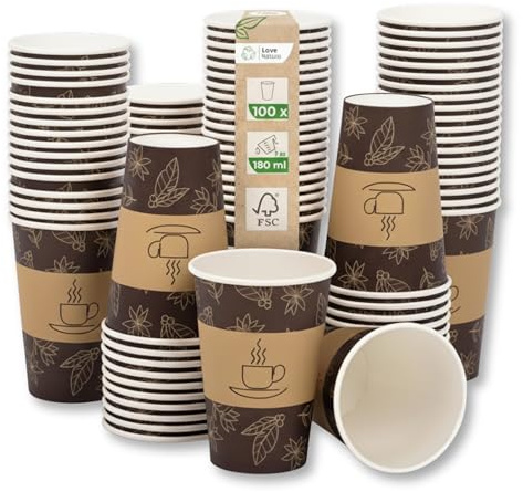 Love Nature Kaffemugg to Go 250 ml (10 oz) – pappersmugg, 50 stycken – Coffee to go-kopp, engångsmugg för servering av kaffe, te, varma och kalla drycker
