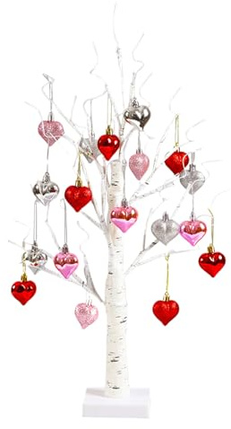 des Valentinstags, romantische Dekoration mit Timer, beleuchtete Bäume mit 24 LED-Lampen und 18 Herzen, für Valentinstag, Verabredungen, Hochzeiten und Partys