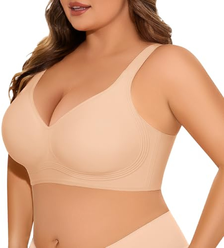 UMIPUBO Sujetador Sin Aros Tallas Grandes Mujer Push Up Soporte Sin Costuras Copa Completa Básico Cómodo Tirantes Anchos Suave Sostenes Relleno Brasieres