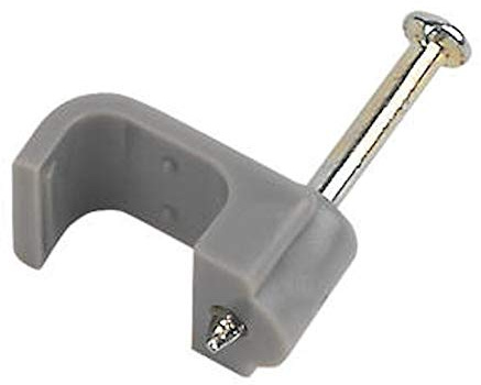Merriway BH02818 - Clip Gemelas Y Tierra Cable Plano 1 Mm, Gris (Paquete De 100)