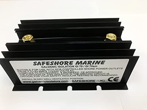 Safeshore Marine galvanic isolator for corrosion protection in boats and yachts. 70 amp isolator. Over 30,000 UK boats are now reliably protected advanced galvanic isolators.
