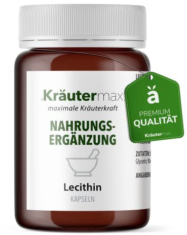 Kräutermax Lecithin Kapseln, Soja Lecithin Pulver, Pures Sojalecithin Nahrungsergänzung, Gentechnikfreie Rohstoffe, 40 Stück