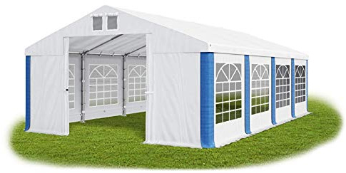 Partyzelt 5x8m wasserdicht weiß-blau Zelt 560g/m² PVC Plane Hochwertigeszelt Gartenzelt Summer SD