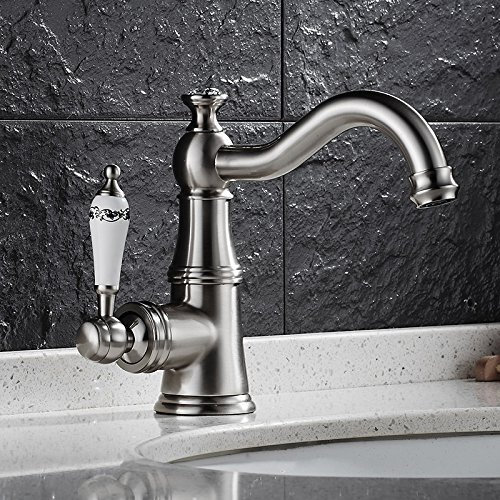 YHSGY Küchenarmatur Chrom Badarmaturen Keramik Einhand-Waschtischbatterie Deck Montiert Waschbecken Wasserhahn
