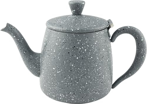 Café Olé Premium Granite Théière, 1360 ml, pour 7 personnes, acier inoxydable, design classique avec finition granit gris moderne, bec verseur parfait