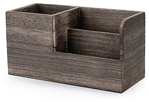 BTSKY Schreibtisch-Stiftehalter Retro Holz Multifunktions Schreibtisch Schreibwaren Organizer Aufbewahrungsbox Stift/Bleistift, Business Namenskarten Fernbedienung Halter Büro Home Zubehör Organizer