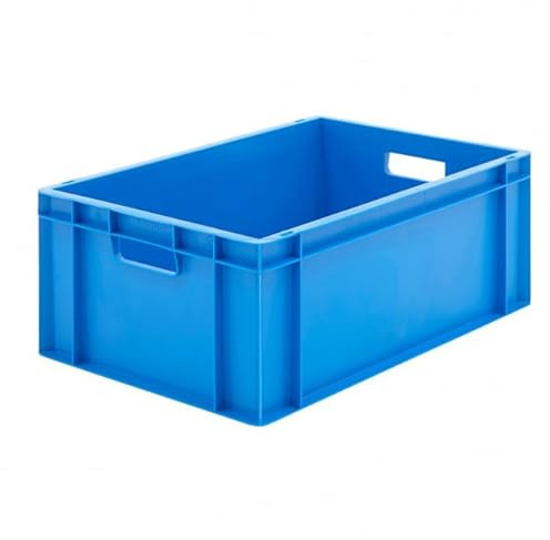 BiGDUG Euro Stacking Boxes - Heavy Duty Euro Containers Storage Box - Stackable Warehouse Crates (x4 Blue 230h x 400w x 600d mm)