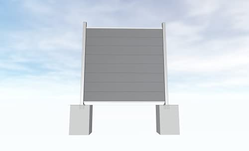 Gartenwelt Riegelsberger WPC Steckzaun Sichtschutz Zaun Gartenzaun Komplettset | 1 Zaunelement 180x180cm grau + 2 Pfosten silber | zum Festschrauben