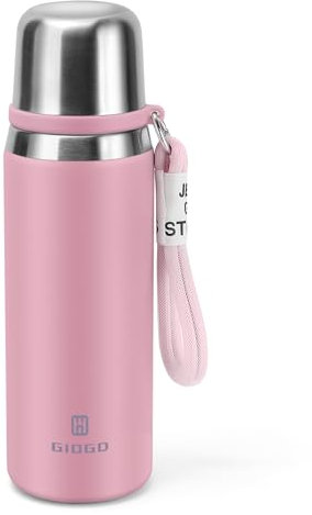 Stainless Steel thermo Bottles with cup 700ml/23.7oz Vacuum Insulated Bottle for hot and cold coffee drink water thermo flask with cup.(Pink,700ml)