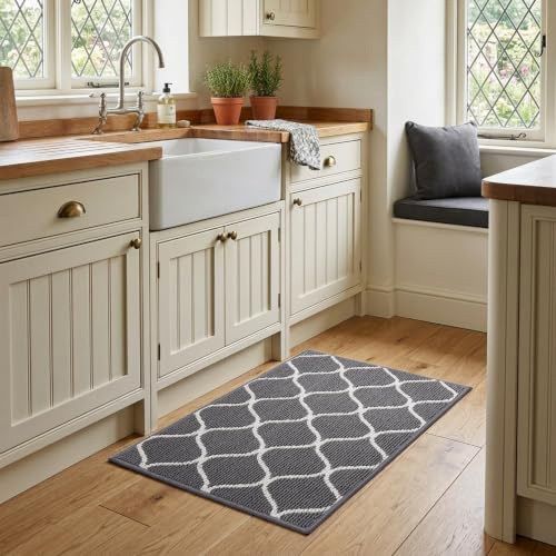 COSY HOMEER Nonslip Kitchen Rug Runner 50 x 80 cm, Grey