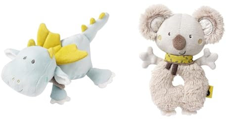 Fehn Wärmetier Drache Kuscheltier & Baby Ring Greifling Koala - Kuscheltier Babyspielzeug mit Rassel