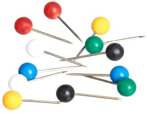 Rockreyoa Pinnadeln mit Rundkopf Bunte Stecknadeln Edelstahl Karte Nagel Reißzwecken Rundkopfnadeln Reißnägel für Wandkarten Markieren Schmuck Herstellung Nähen Handwerk Bulletin Board 2000 Stück