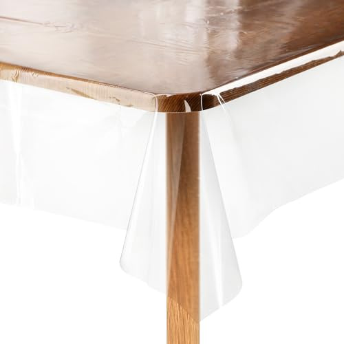 Segus Tovaglia Plastificata Trasparente, Tovaglia Antimacchia Rettangolare 140X220, Tovaglia in Pvc, Protezione Tavolo Trasparente, Copri Tavolo Soggiorno
