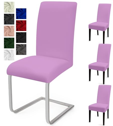 Stuhlhussen 4er Set Stuhlbezüge Moderne Stretch Stuhlhussen Universal Husse Abnehmbare Stuhlbezug Waschbarer Abdeckung Esszimmer Dekoration Spannbezug,für Hotel und Hochzeit Partys(4er Set, Violet)-C