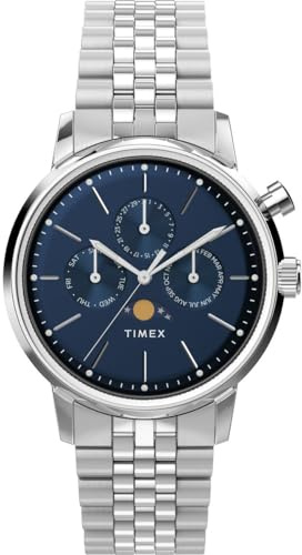 Timex Orologio da Uomo Marlin 40 mm, cinturino a sgancio rapido in Due pezzi in Pelle Marrone, quadrante Verde, cassa in Acciaio INOX TW2W51000
