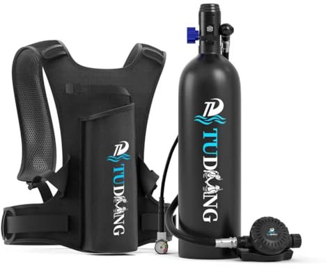 Supporto per bombola Subacquea TUDIVING-2L, Supporto per respirazione da 30 a 45 Minuti, bombola Subacquea Portatile, Set bombola Subacquea Ricaricabile (S700Plus B1 Black)