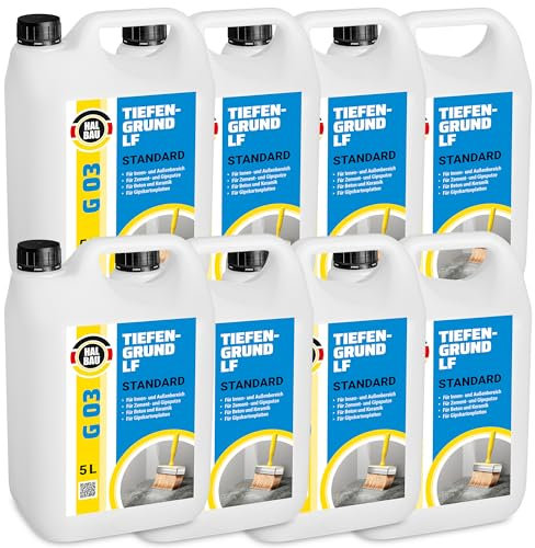 HALBAU Tiefengrund 40 L, Grundierungsmittel Innen Aussen, Grundierung Voranstrich für Putz, Farben, Tapeten G03
