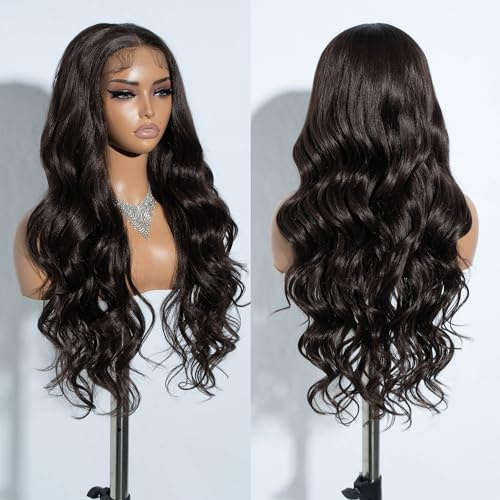 Joedir Körperwelle Perücken für Frauen 13X4 Lace Frontal Perücke Vorgezupft Synthetische Lace Front Perücken 30 Zoll Loose Deep Wave Perücke mit Baby Haar