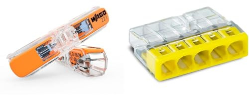 WAGO 2-Leiter Durchgangs-Verbinder mit Hebel 221-2411 & Verbindungsklemmen 2273-205 | 5 Leiter, bis 2,5 mm², 100 Stück
