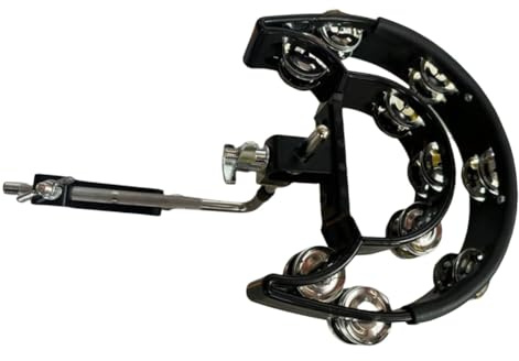Osmond Hi Hat Tamburin Schlagzeug Set mit Anschlussklemme Multifunktionale Handglocke Rassel Zweireihige Glocken Musikinstrument