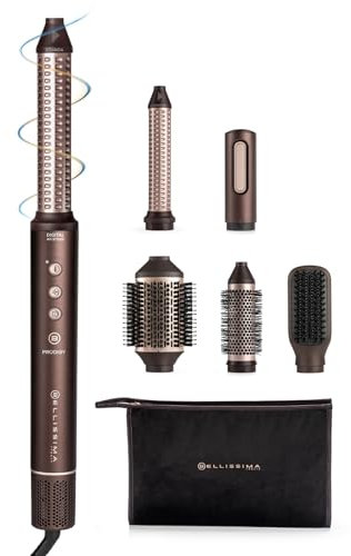 Bellissima Prodigy 6-in-1 Auto-Curling Air Styler & Hair Dryer, Auto-Wrap, Ceramic Tech, 6 attachments for Styling, Straightening & Blow Drying for All Hair Types, Digital Heat Control, Beauty Bag
