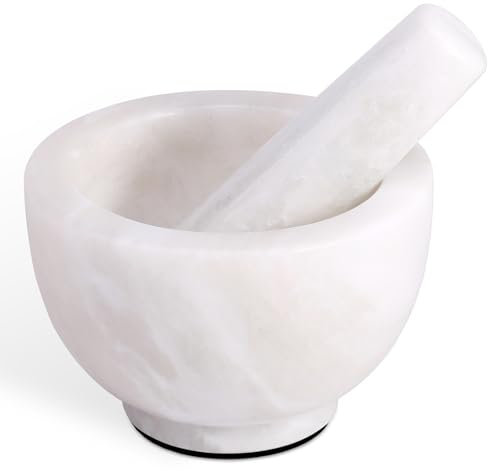 Cahzfie Set di mortaio e pestello in marmo naturale africano di lusso, ciotola per macinare Guacamole, Salsa, Pillole, Spezie, Erbe, Aglio, Dadi, Macinino resistente per la cucina (Namib Fantasy)