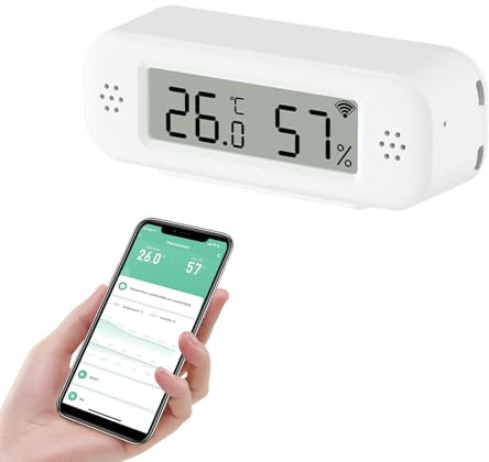 Termometro Ambiente Interno, Igrometro Umidità Casa WiFi, Con Smart Alert, Archiviazione dei dati, Termoigrometro per camera da letto, Magazzino, Cantina, Serra, Compatibile con Smart Life