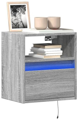 ShGaxin 852323 Meuble TV mural avec lumières LED Gris Sonoma 41 x 31 x 45 cm