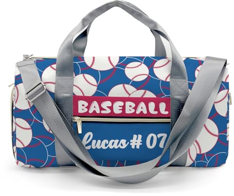 Blue White Red Baseball Travel Bag Customized Duffel Bags Overnight Bag Personalized Gift Gym Bags